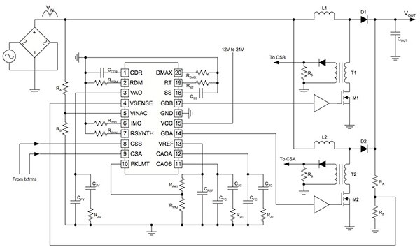 Diagram of Texas Instruments UCC28070 specialized IC