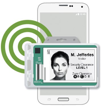 Image of NFC-enabled batteryless e-paper badge