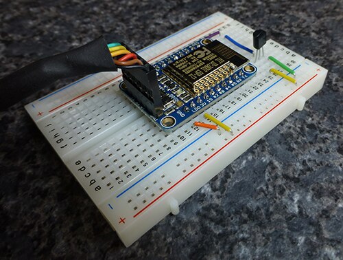 Adafruit's Huzzah ESP8266 breakout board with ADI's TMP36 temperature sensor