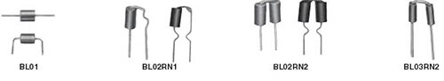 Ferrite beads such as these in the Murata BL01/02/03 series are available as slip-on components or as leaded devices, in single- as well as dual-series configurations for additional attenuation and physical-layout options.