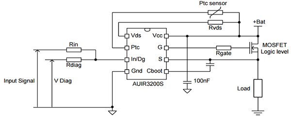 Infineon 的 AUIR3200S MOSFET 驅動器示意圖