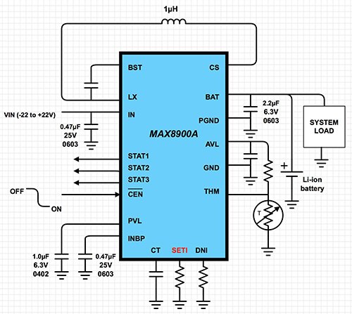 用 DigiKey Scheme-it 绘制的 Maxim Integrated MAX8900 示意图