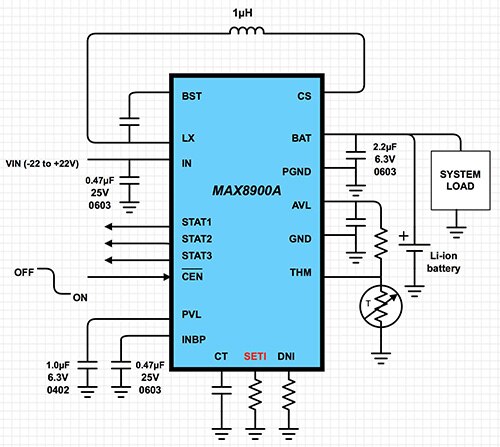 Diagram of Maxim Integrated MAX8900 DigiKey Scheme-it 