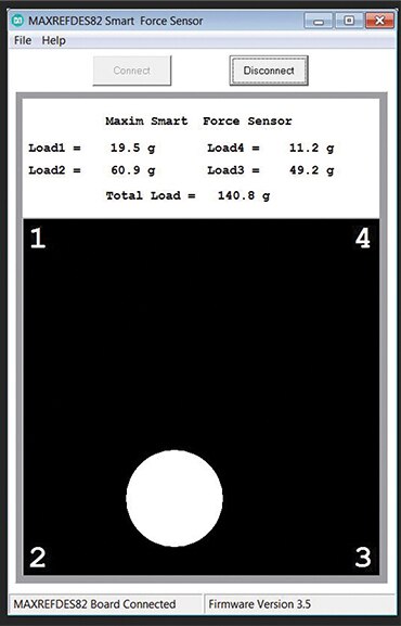 Screenshot of Maxim MAXREFDES82# GUI application