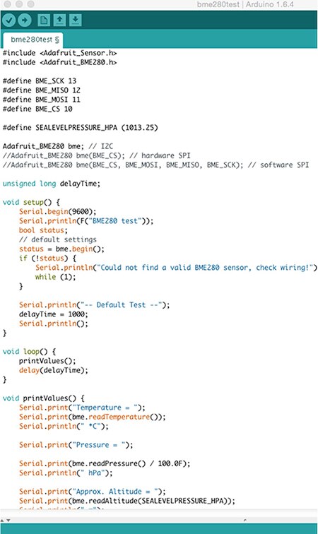 Code snippet from Adafruit BME280 test sketch