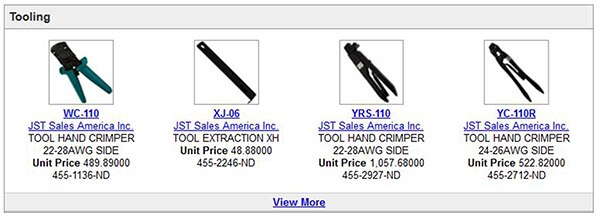 Image of tooling for the XH series connectors