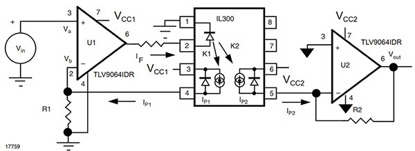 Vishay IL300 LED 和光电二极管 1 示意图