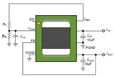 Texas Instruments 的 LMZ10501 僅需要三個小電容和兩個電阻示意圖