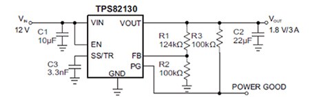 来自 Texas Instruments 的 TPS82130 DC-DC 模块示意图
