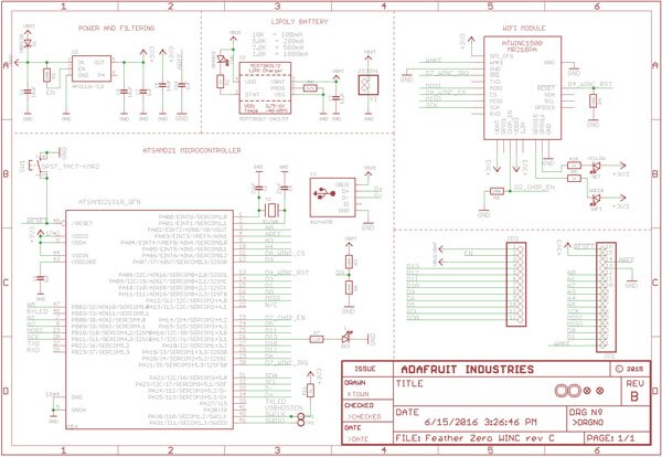 Adafruit Feather M0 Wi-Fi 示意图（点击可放大）