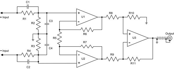 Diagram of conceptual schematic diagram of a differential probe