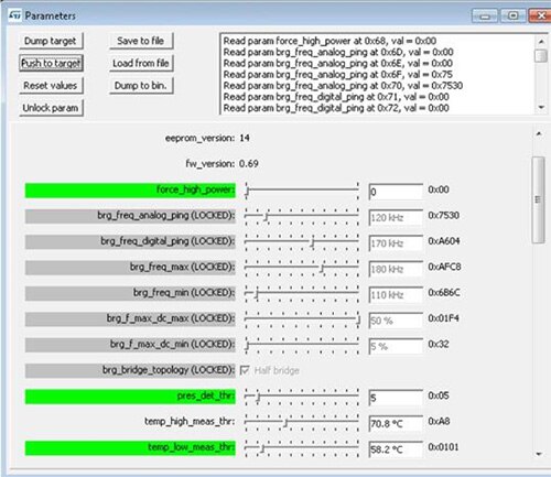 Image of series of screens in the STMicroelectronics graphical interface