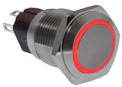 Image of E-Switch PVA3 with a red illuminated bezel