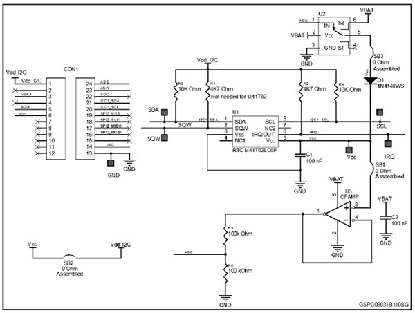 STMicroelectronics M41T62 RTCC 芯片示意图