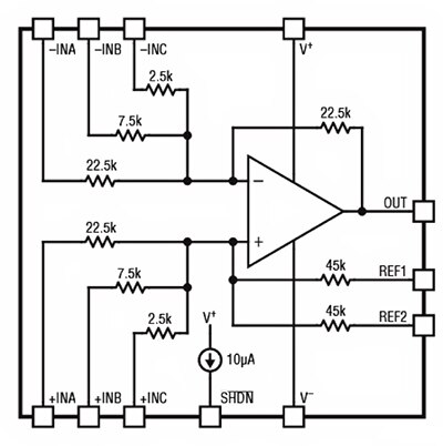 Analog Devices 的 LT1997-3 放大器示意图