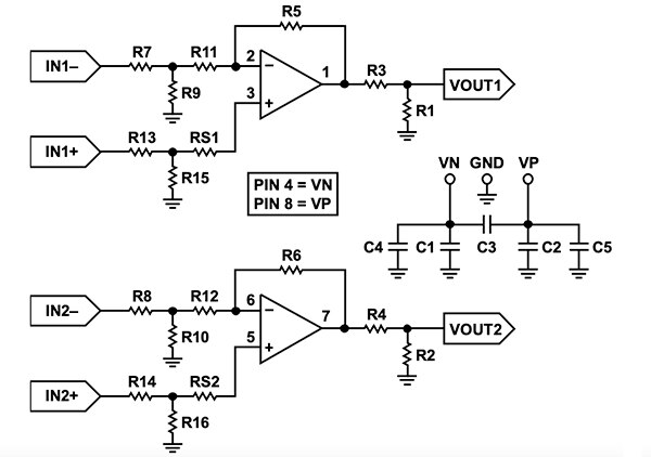 Analog Devices 的 EVAL-HSAMP-2RMZ-8 評估板線路圖
