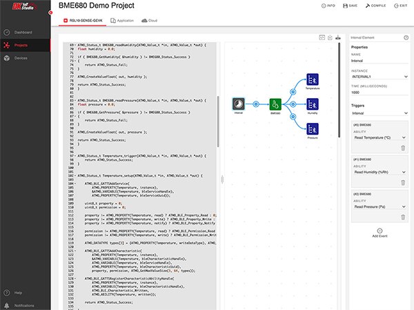 Image of DigiKey DK IoT Studio device tab (click to enlarge)