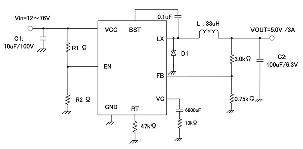 ROHM 的 BD9G341AEFJ-E2 降压开关稳压器示意图