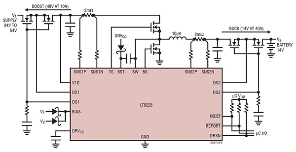 Linear Technology 的 LT8228 双向电源示意图