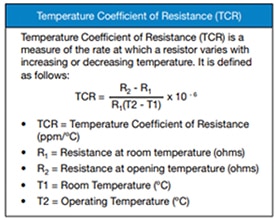 TCR 是衡量一个电阻随温度升高或降低而变化的速率的图。