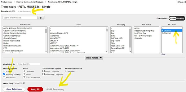 Image of Normally Stocking N-Channel FET Type (click to enlarge)