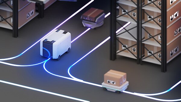 AGV 在固定路线上行驶的图片