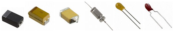 Image of tantalum capacitors in a variety of package configurations