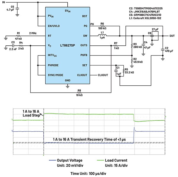 Diagram of active drooping resistor (R8) between OUTS and VC (click to enlarge)