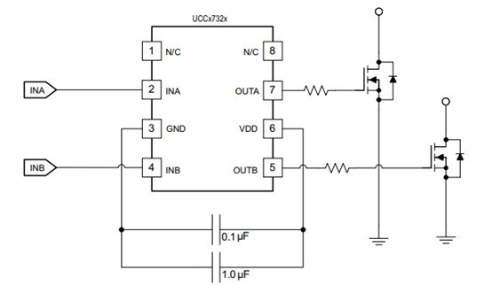 UCCx732x低边驱动电路范例