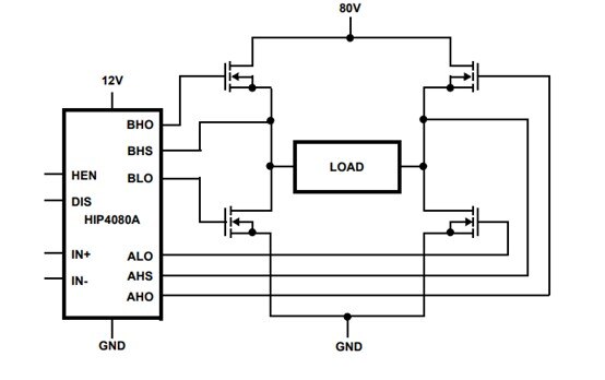 HIP4080A全桥驱动电路范例