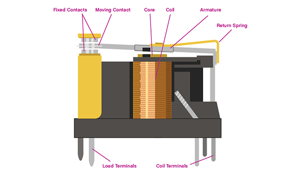 Image of cross-section of a typical non-latching relay