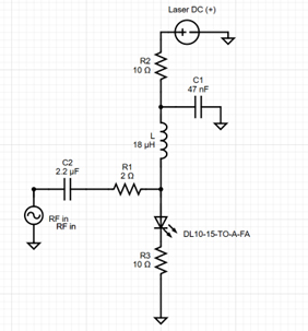 Bild: 10G-DFB-Laser mit Bias-T- und Impedanzanpassung