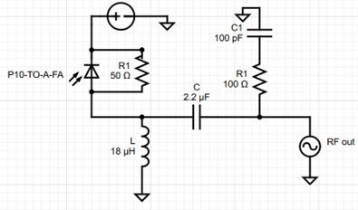 Bild der 10G-PIN-Photodiode mit Bias-T- und Impedanzanpassung