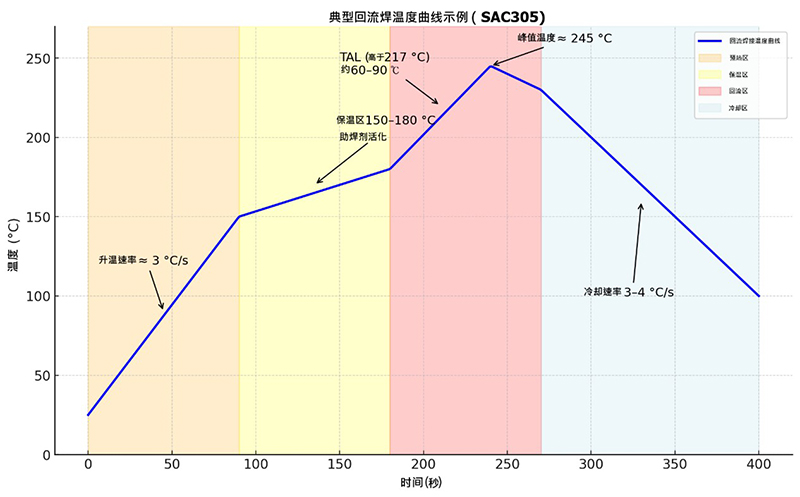 图 4 典型回流焊温度曲线示例