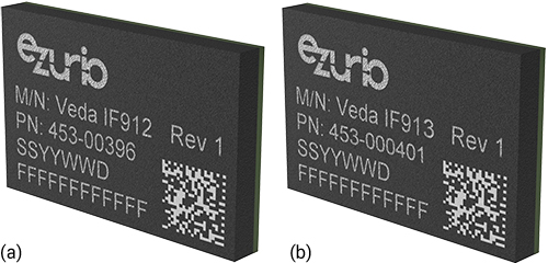 Image of Ezurio’s Veda IF912 (a) and IF913 (b) modules