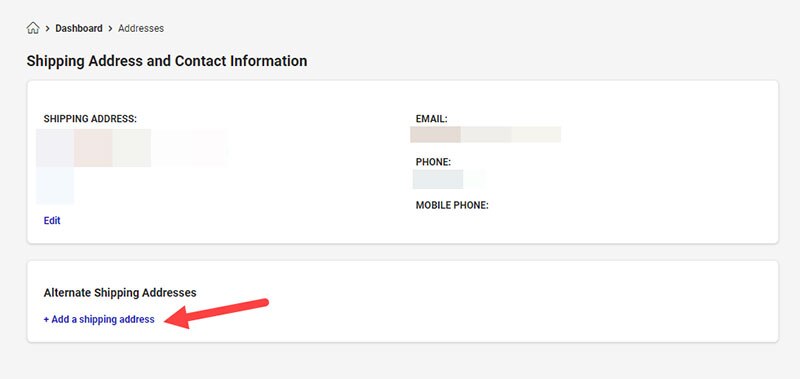 Alternate Shipping Addresses