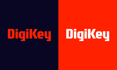 Two DigiKey Logos displayed using DK Red as font color or background