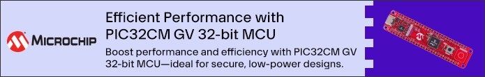 Image of Microchip PIC32CM GV 32-bit MCU Banner