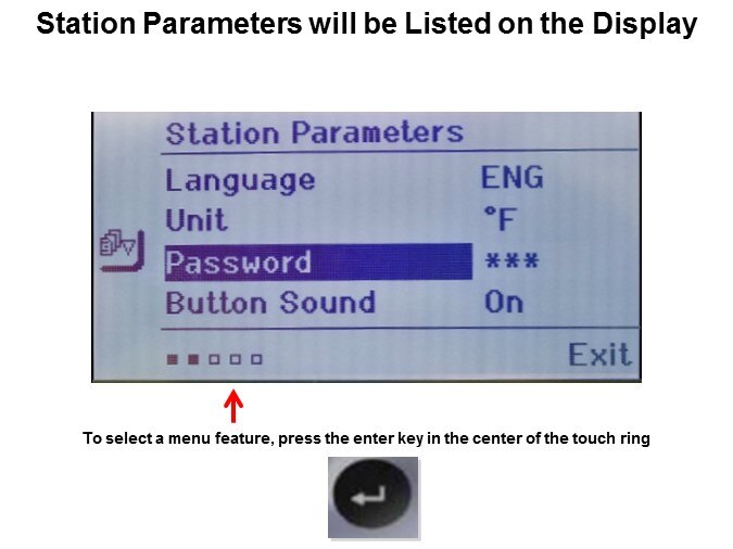 Station Parameters will be Listed on the Display