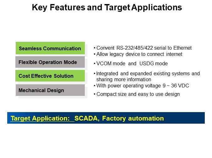  Key Features and Target Applications