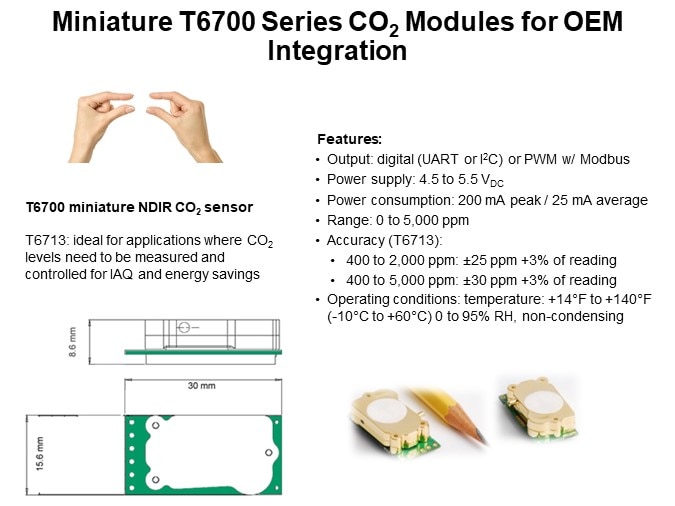 Miniature T6700 Series CO2 Modules for OEM Integration