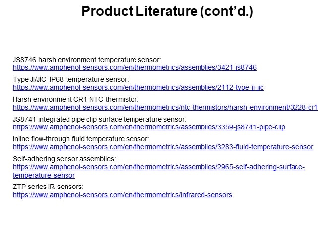 Product Literature (cont’d.)