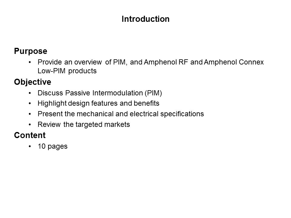 Low-PIM Products Overview Slide 1