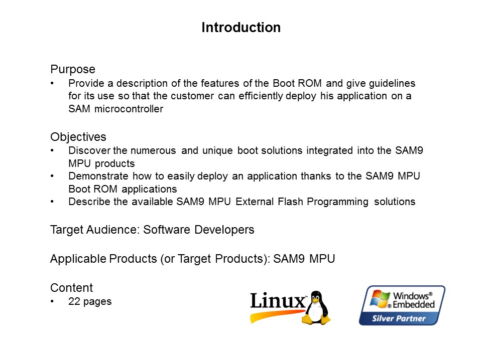 SAM9 MPU Boot Solutions and Application Deployment Slide 1
