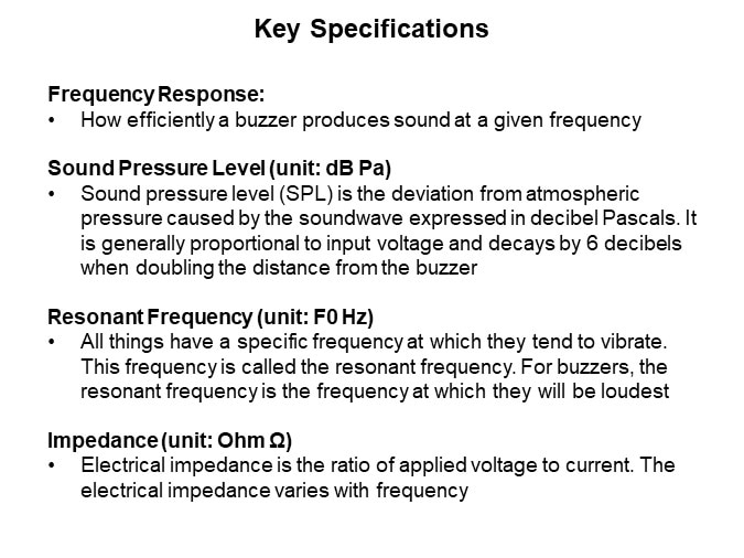 Image of CUI Devices Buzzer Overview - Key Specs