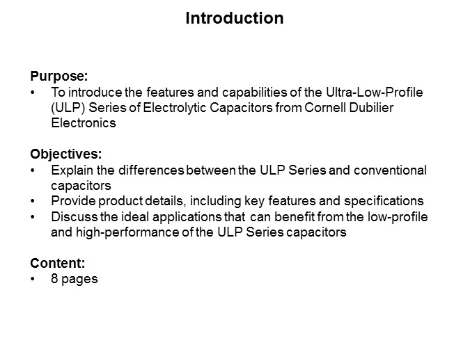 CDE ULP Series of Electrolytic Capacitors - Slide1