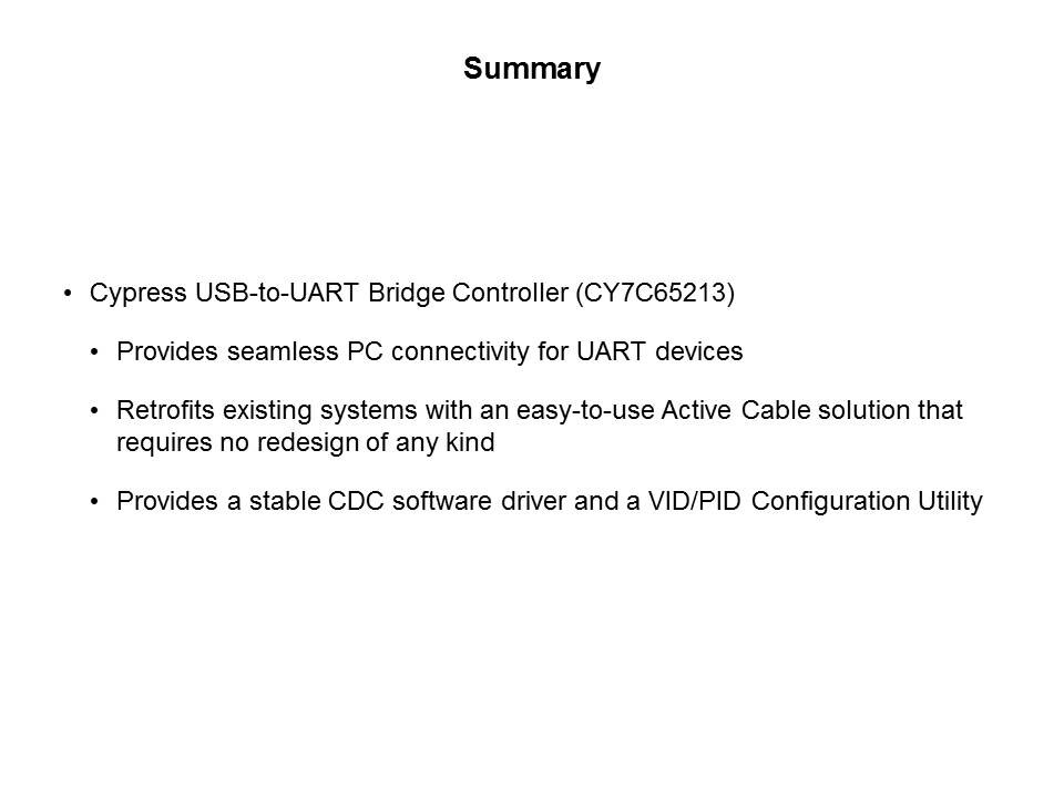 CY7C65213 Single Chip USB-to-UART Bridge Controller Slide 12