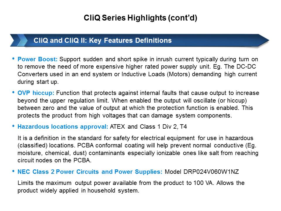 CliQ and CliQ II Series: DIN Rail Power Supplies Slide 8