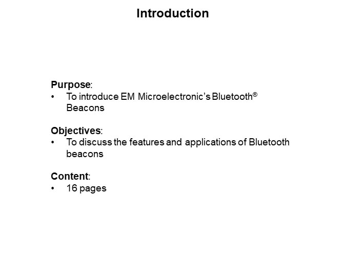 EM Microelectronics Bluetooth® Beacons - Introduction