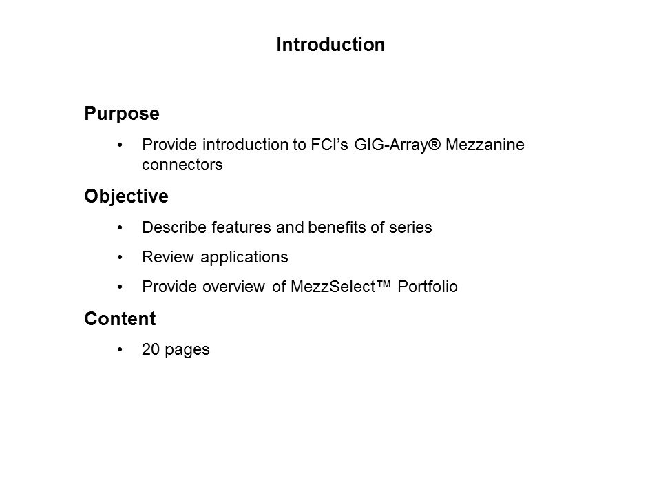 GIG-Array Mezzanine Connectors Slide 1